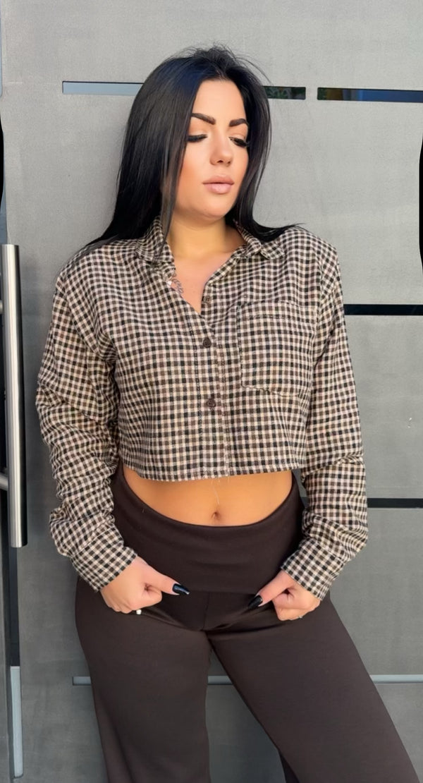 CAMICIA CROP A QUADRI
