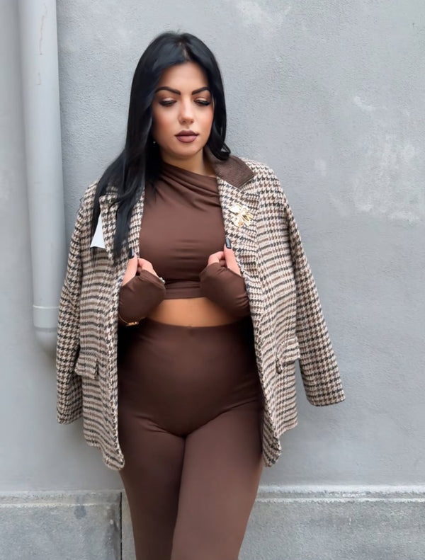 GIACCA LANA PIED DE POULE