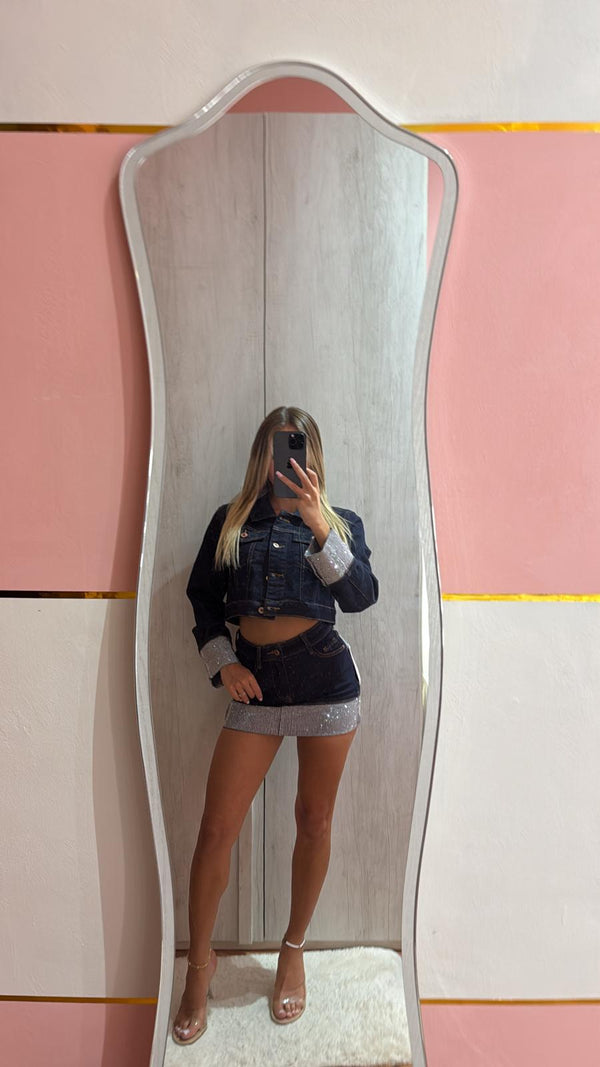 COORDINATO GONNA JEANS BRILLO